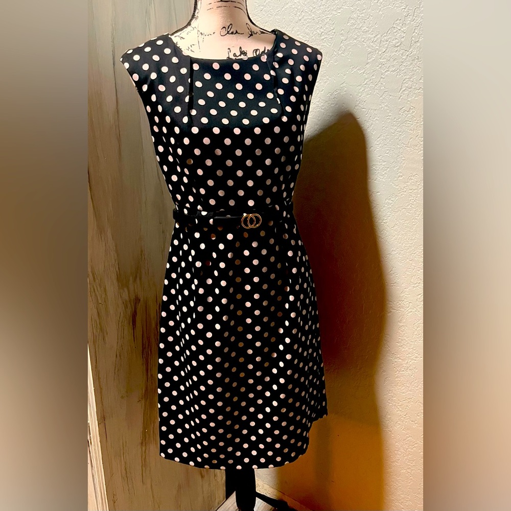 Black polka dot dress